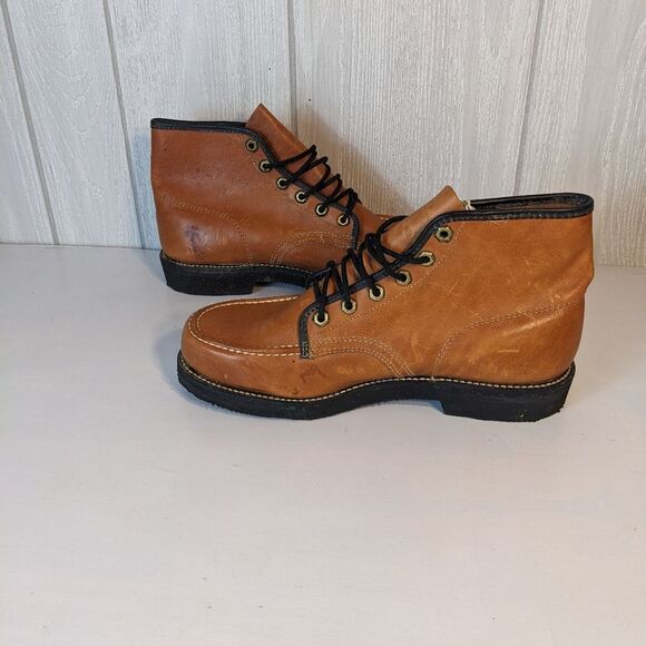 Golden Retriever Brown Leather Boots Neoprene Cushion Oil Resistant 10D NWT - Picture 9 of 13